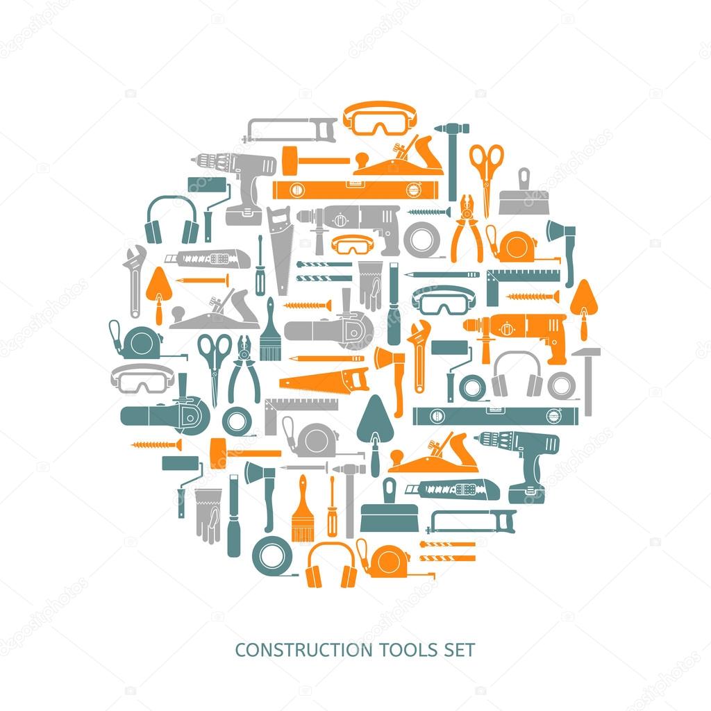 Construction tools icons set