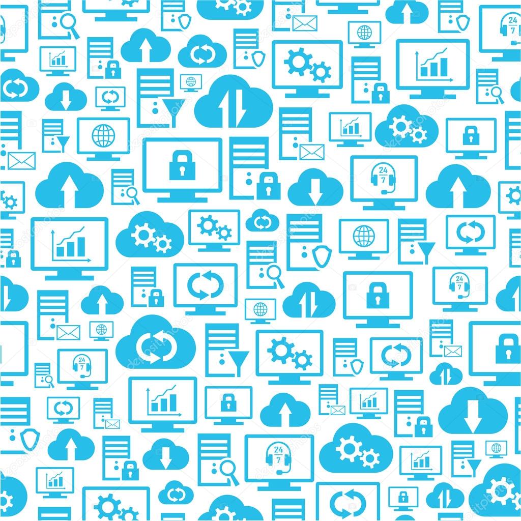 Seamless pattern with computing icons