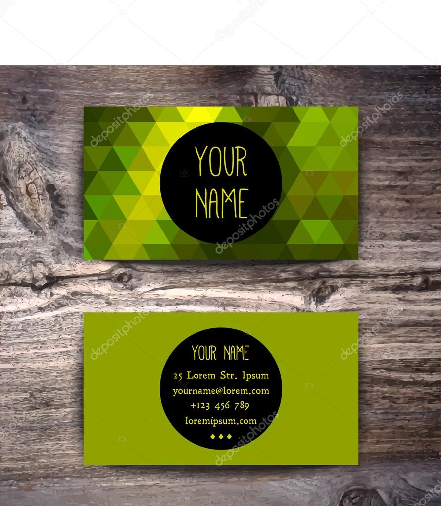 Business card template with geometric pattern