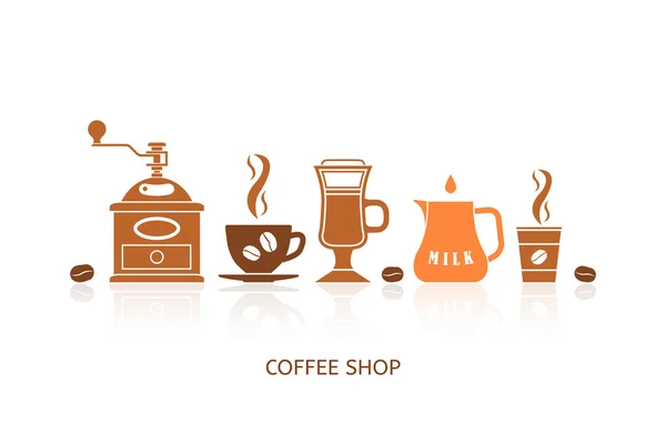 Ícones de café definido em estilo minimalista — Vetor de Stock