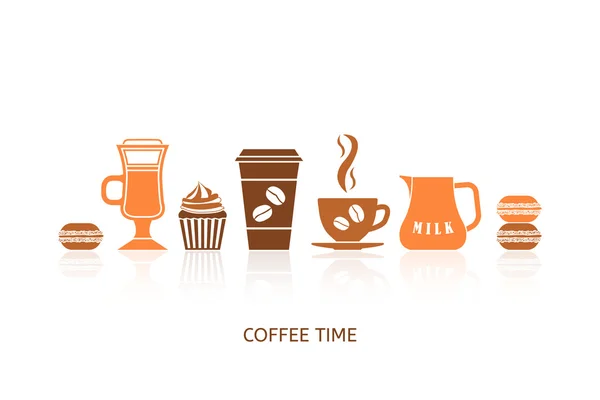 Iconos de café establecidos en estilo minimalista — Vector de stock