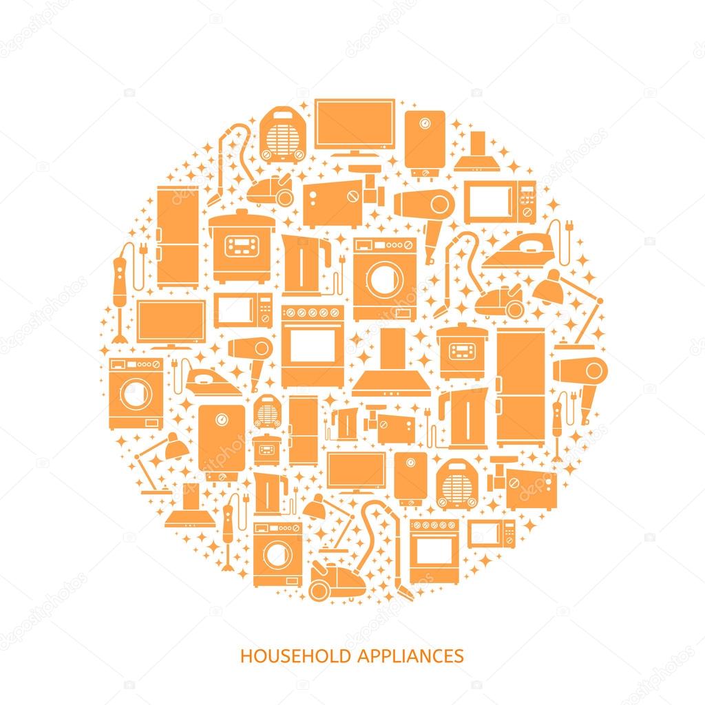 Household appliances flat icons