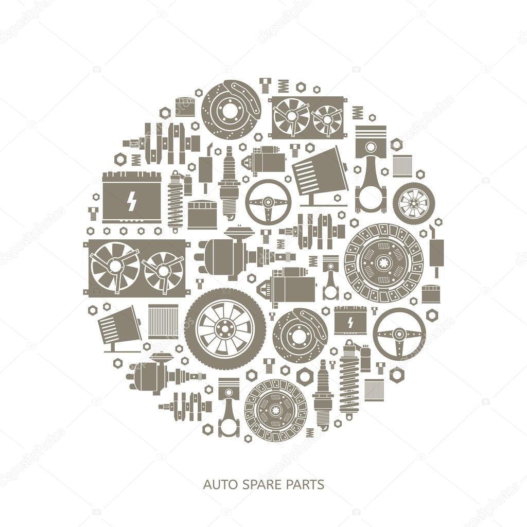 Set of auto spare parts