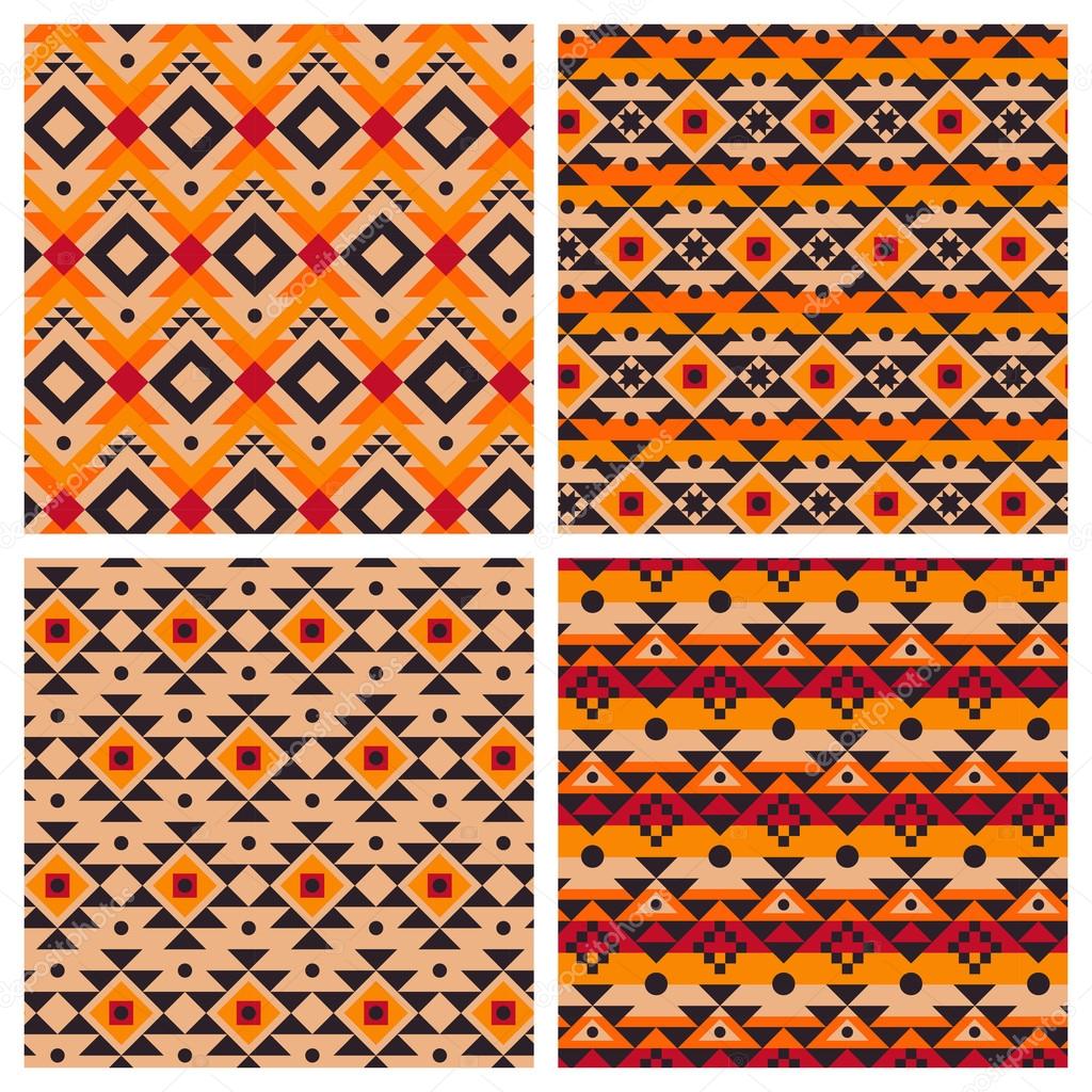 ethnic aztec mexican seamless patterns