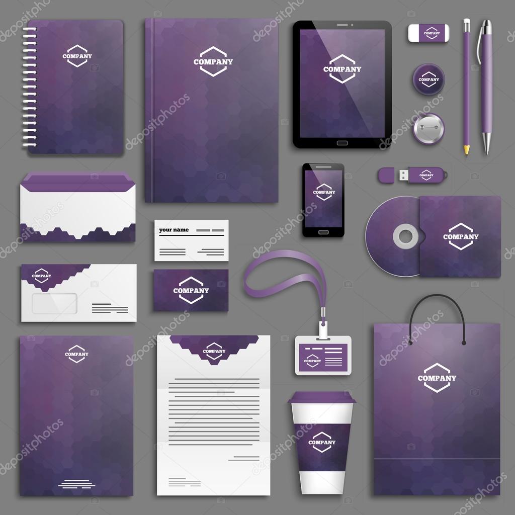 Corporate identity template set, Business stationery mock-up with logo