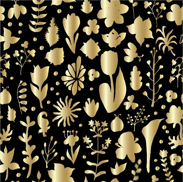 꽃 황금 패턴 — 스톡 벡터