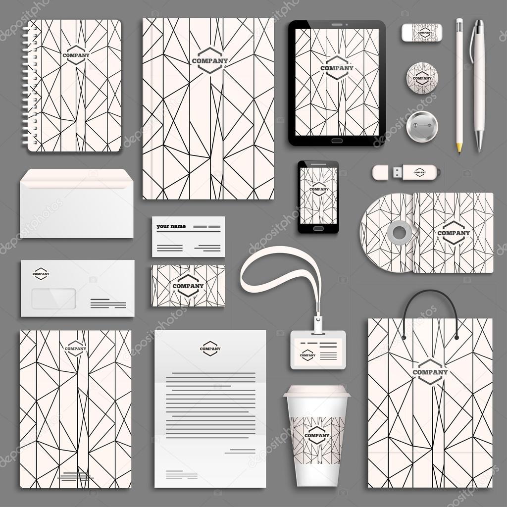 Corporate identity templates set. Business stationery mock-up with logo