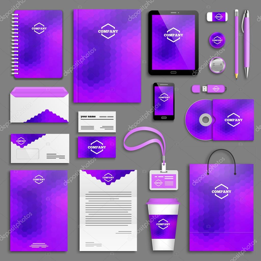 Corporate identity templates set. Business stationery mock-up with logo