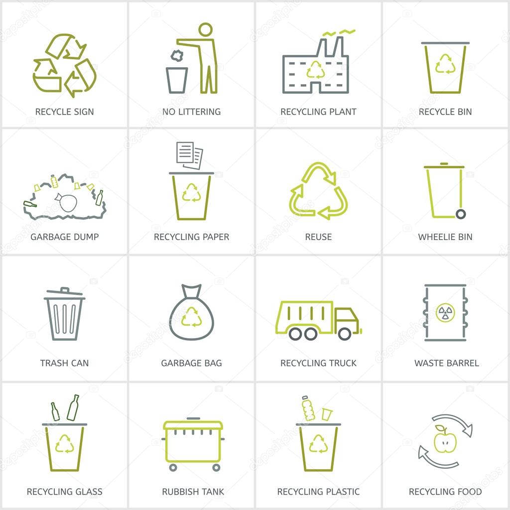 Recycling icons concept set