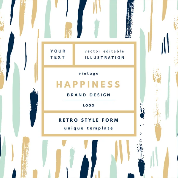 Modèle d'emballage d'étiquette Happiness Retro — Image vectorielle