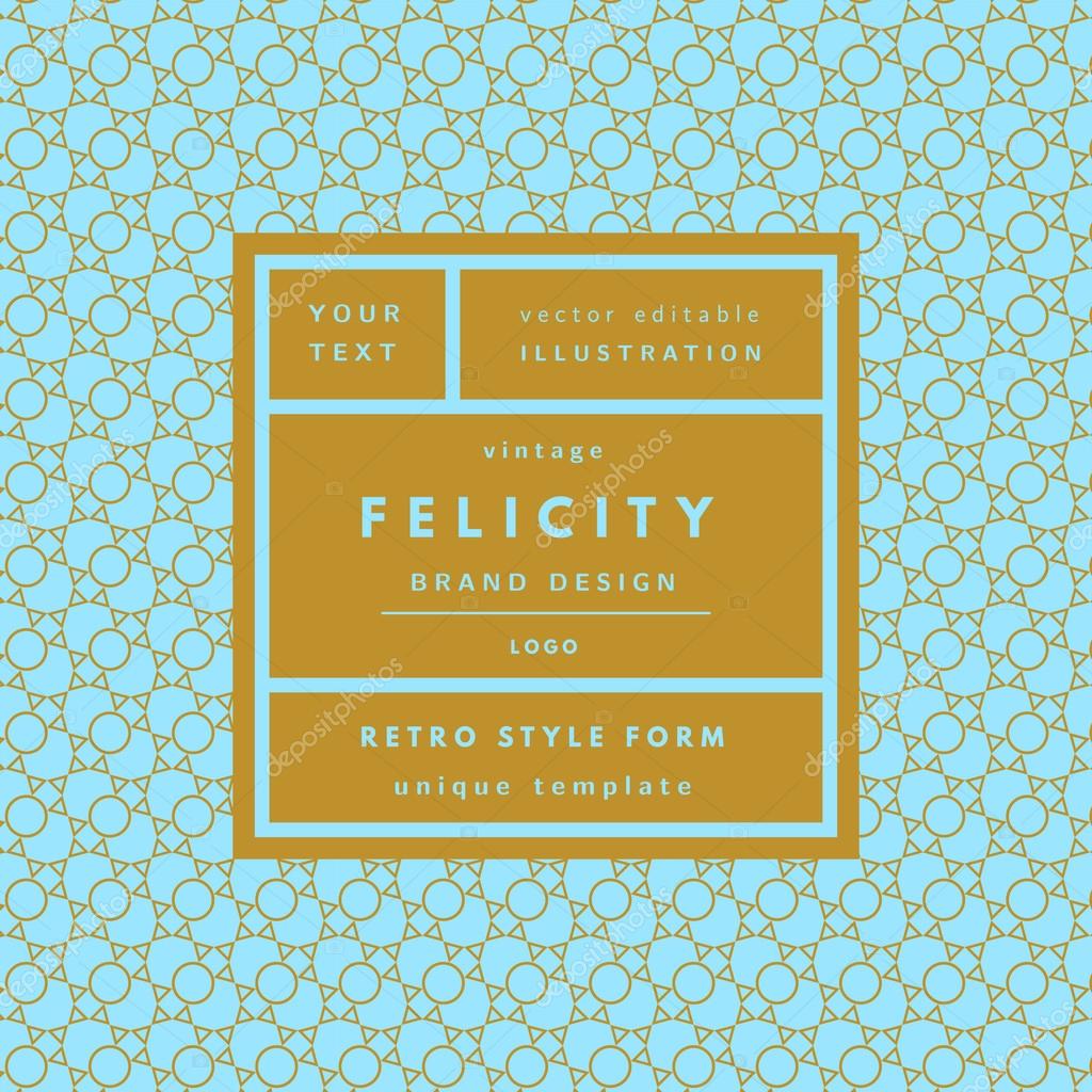 Timeless modern logo in frame on hand drawn background. Retro label package template