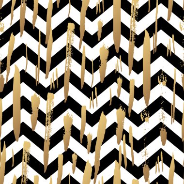 Striped background with gold brush strokes