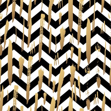Striped background with gold brush strokes clipart
