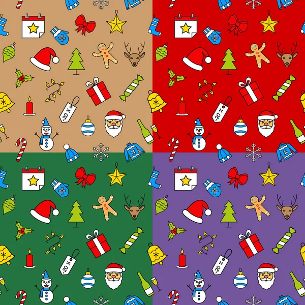 Ensemble de motifs sans couture de Noël — Image vectorielle