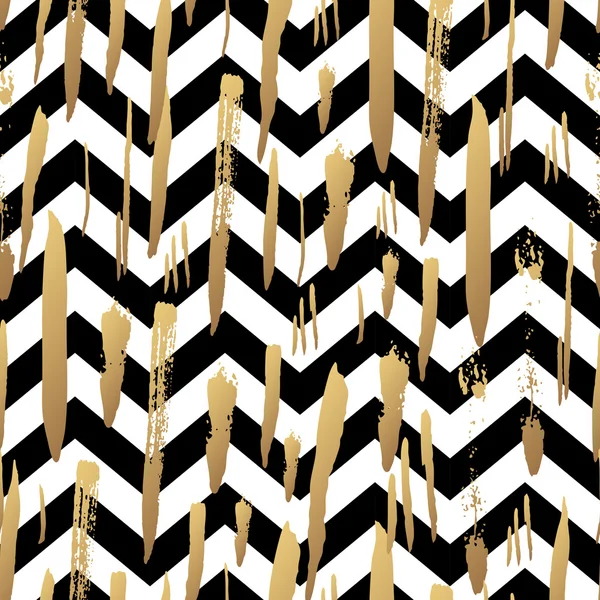 Striped background with gold brush strokes — Stok Vektör