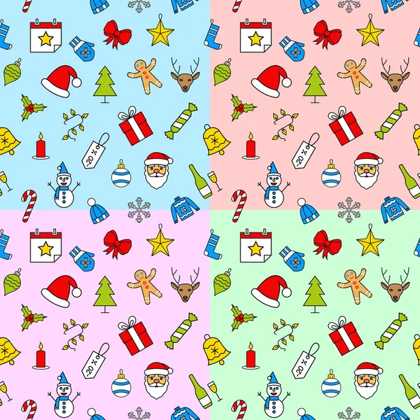 Christmas seamless patterns set — Stock Vector