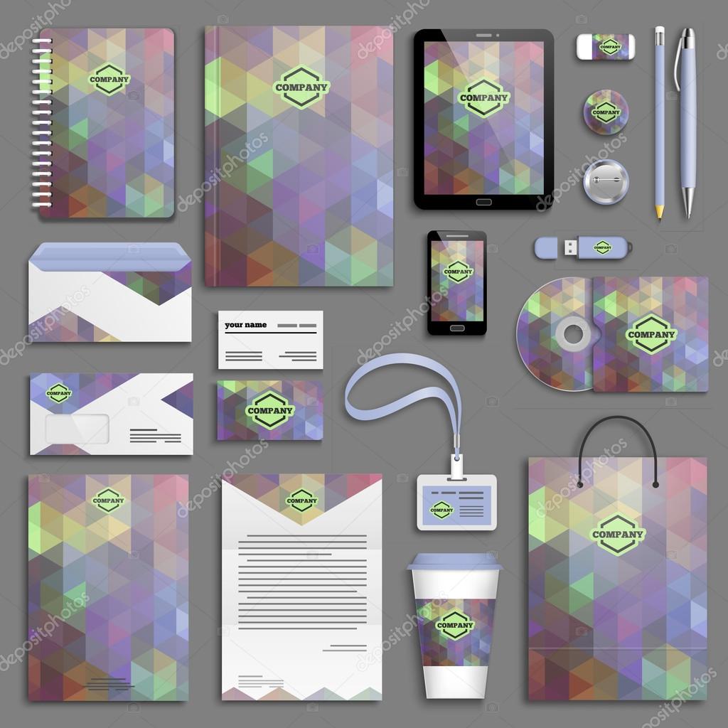 Purple orange Corporate identity template set. Business stationery mock-up with logos. Branding design.