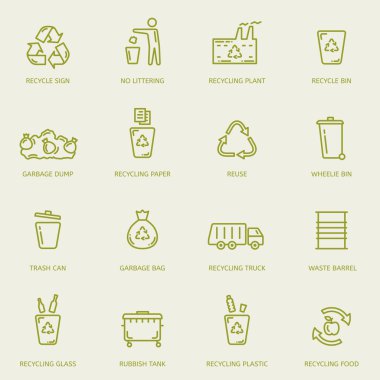 Geri dönüşüm çöp Icons set