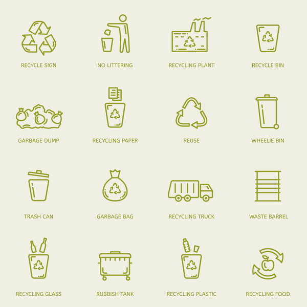 Recycling garbage icons set
