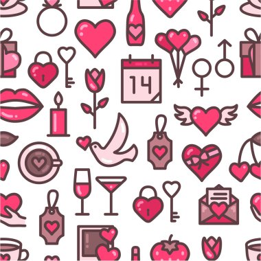 Valentines Day icons seamless pattern