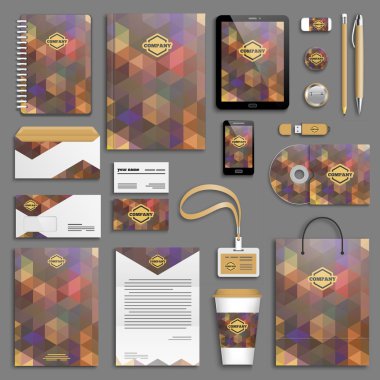 Trendy corporate identity template set