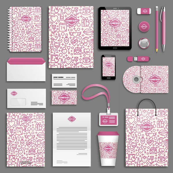 Valentine corporate identity template set — Stock Vector