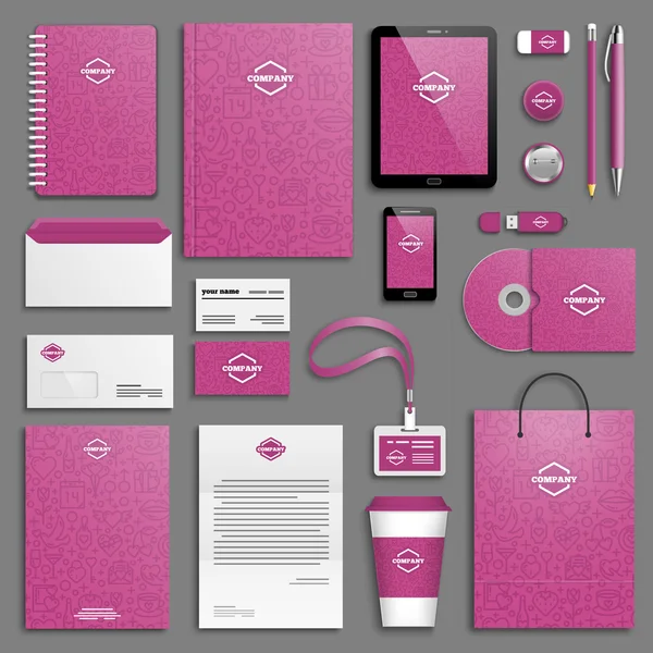 Valentine corporate identity template set — Stock Vector