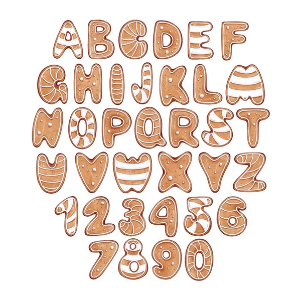 Gingerbreads Alphabet Numbers Decorated Glaze — Stock Photo, Image