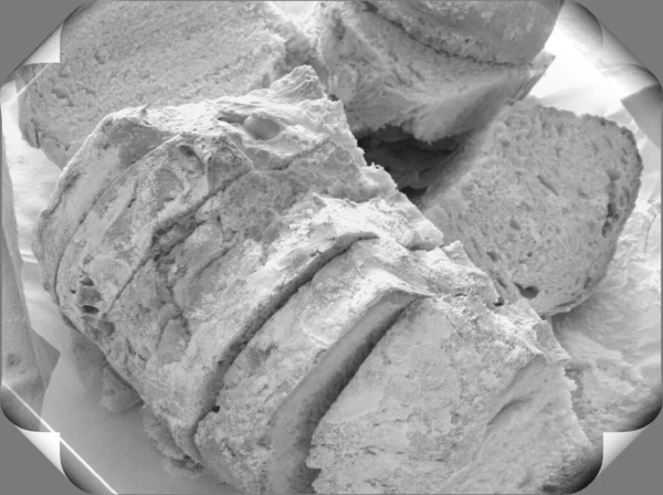 Domowej Roboty Krojony Chleb Czerni Bieli — Zdjęcie stockowe