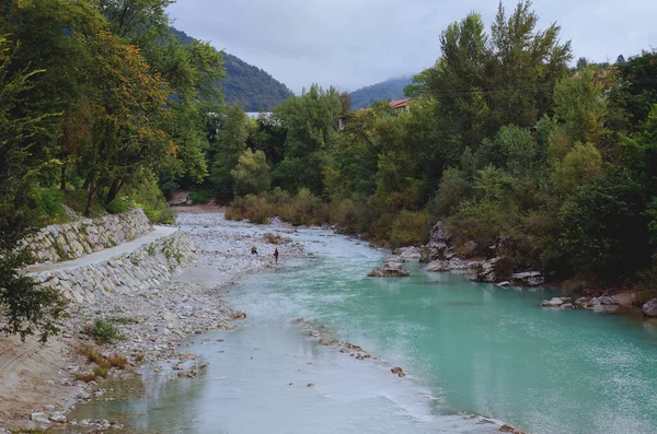 Maravillosa Vista Del Hermoso Río Soa Con Impresionantes Aguas Verdes — Foto de Stock