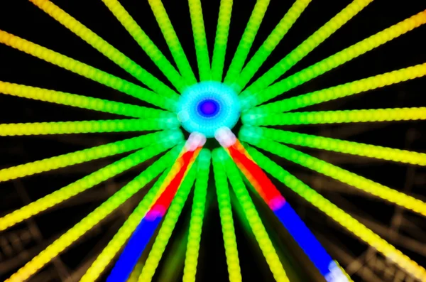 Defocused Blur Image Amusement Park Night Ferris Wheel Rollercoaster Bokeh — Stock Photo, Image