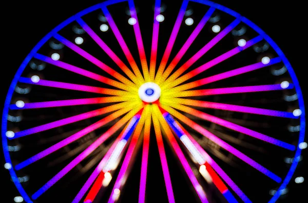 Defocused Blur Image Amusement Park Night Ferris Wheel Rollercoaster Bokeh — Stock Photo, Image