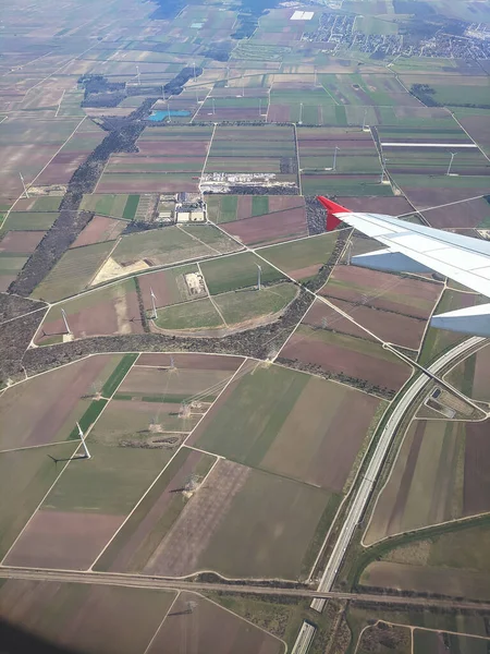 Hermosa Vista Ventana Del Cielo Azul Nubes Esponjosas Desde Asiento —  Fotos de Stock