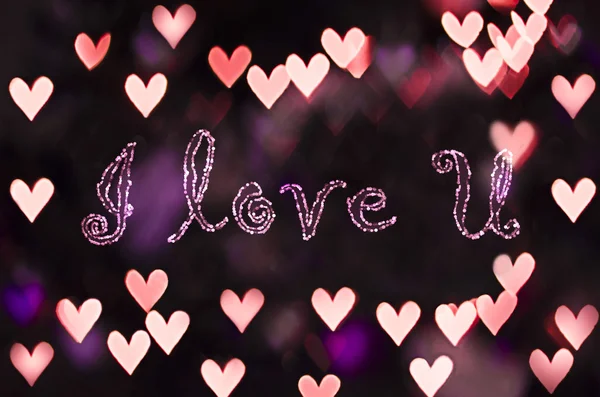 Ich liebe dich mit herz bokeh - valentine hintergrund — Stockfoto