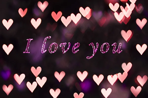 I Love You with heart bokeh - Valentine background — Stock Photo, Image