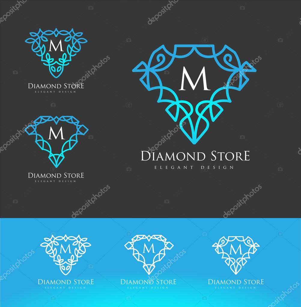 Luxury Diamond Logo. Simple and elegant diamond design logo, Elegant lineart luxury diamond logo design