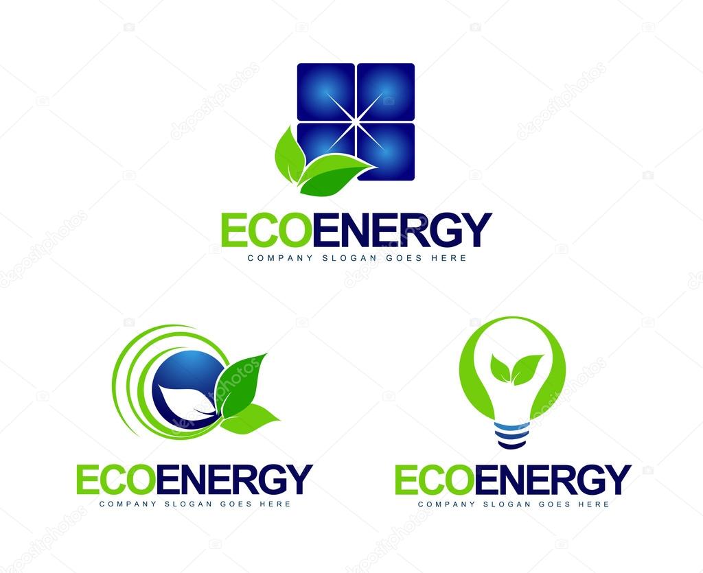 Green Energy Logo. Creative vector logo design with green energy concept icons.