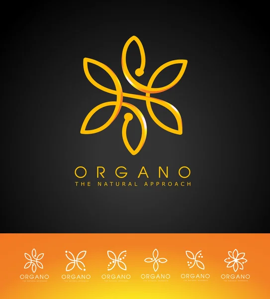 Logo de hojas de monograma orgánico — Vector de stock