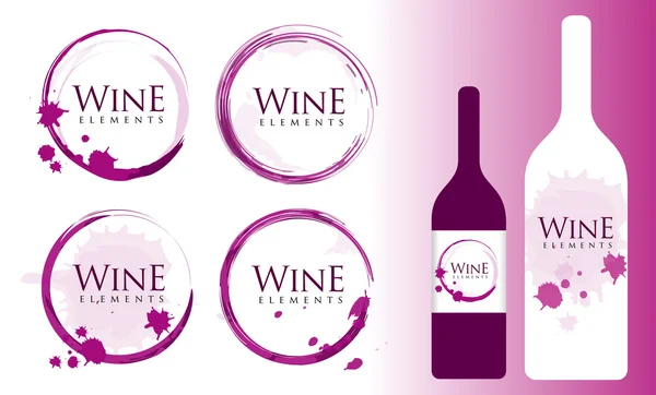 Logo de vino con manchas y salpicaduras — Vector de stock