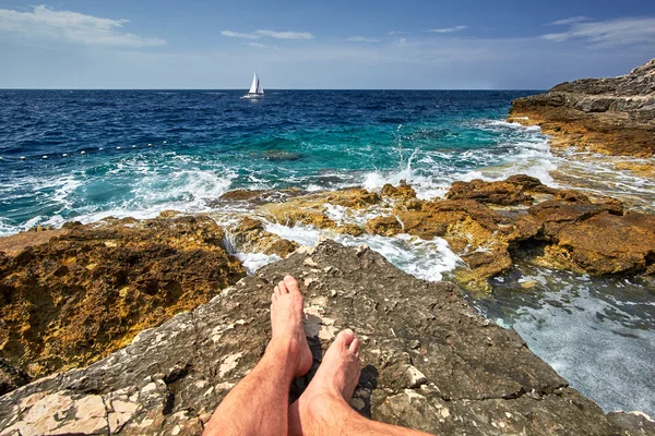 Stranden, Pula Kroatien, Kroatien steniga stränder — Stockfoto