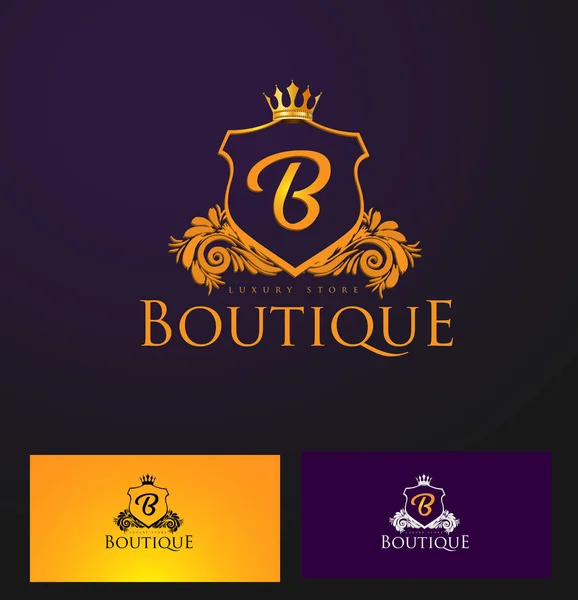 Elegante logo Luxury Badge. Logo corona di lusso — Vettoriale Stock