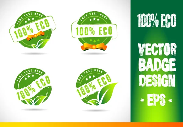 100% Eco Emblema Logo Vector —  Vetores de Stock