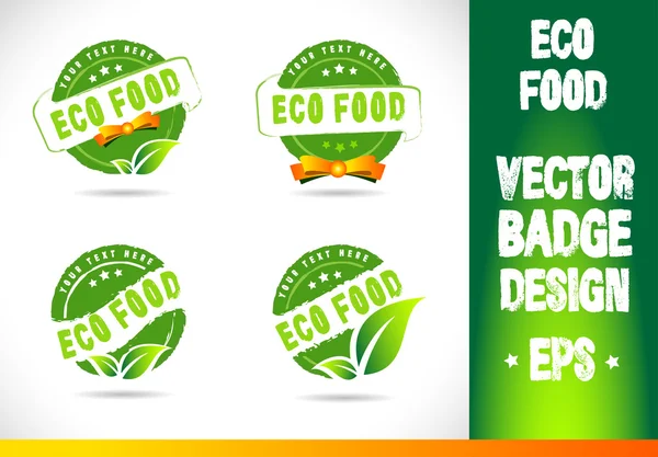 Eco alimentos distintivo Logo Vector —  Vetores de Stock