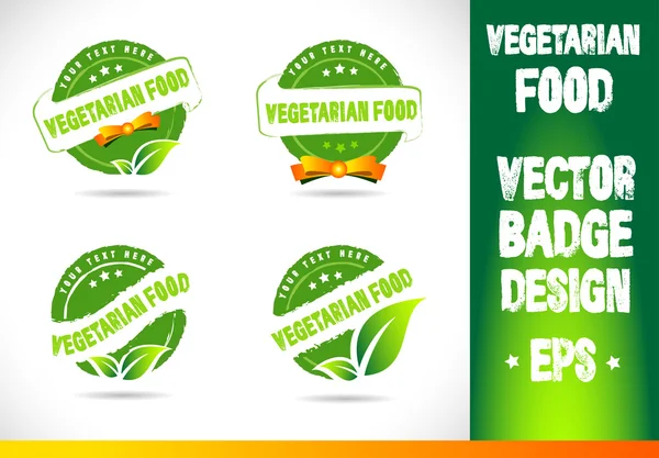 Vegetariano Food Badge Logo Vector —  Vetores de Stock