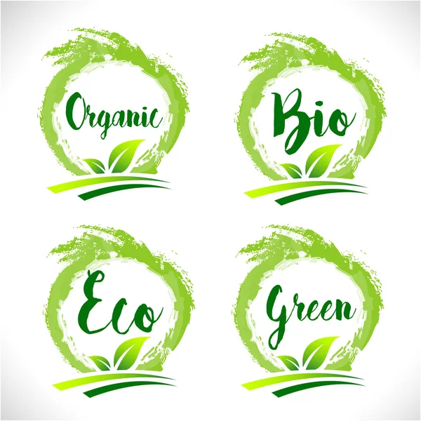 Doğal organik biyo rozet Logo vektör — Stok Vektör