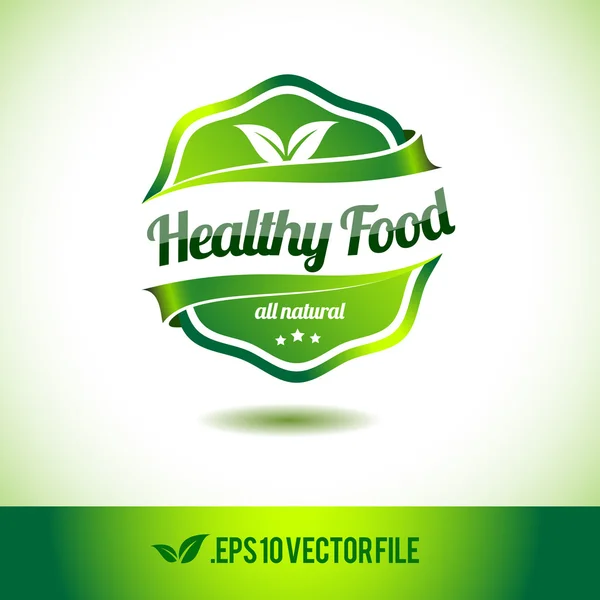 Sello de etiqueta de insignia de comida saludable — Vector de stock