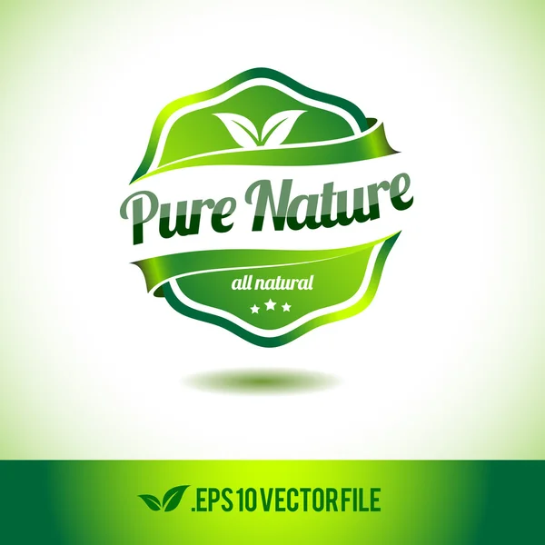 Sello de etiqueta de insignia de naturaleza pura — Vector de stock