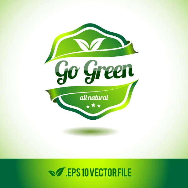 Go groene badge label zegel — Stockvector