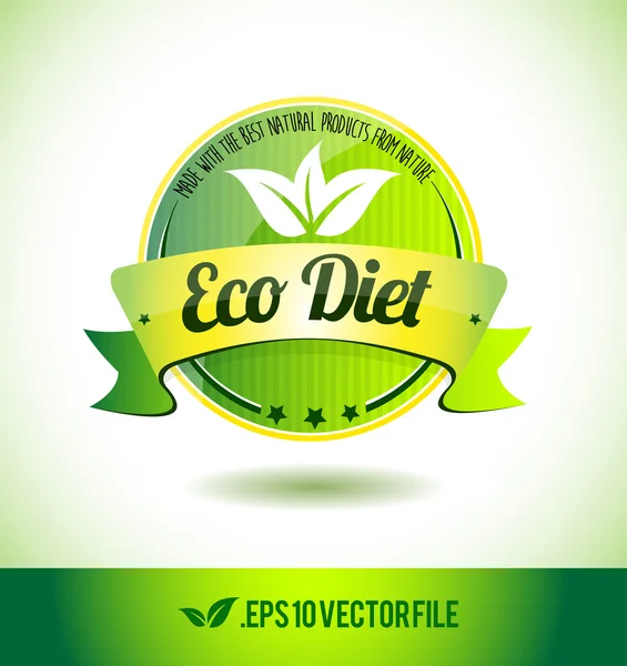 Eco dieta crachá rótulo selo texto tag palavra —  Vetores de Stock