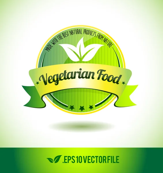 Vegetariano comida crachá rótulo selo texto tag palavra — Vetor de Stock